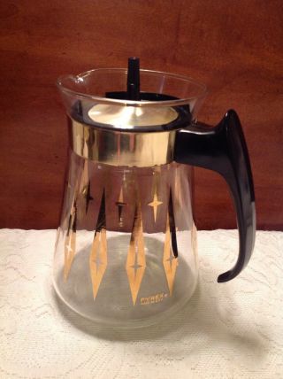 Vintage Mid Century Modern Atomic Pyrex Glass Coffee Pot Carafe