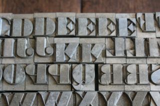 Vintage Lead Letterpress Print Type Set Complete Alphabet Numbers 5/8 
