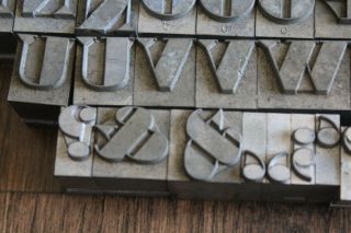 Vintage Lead Letterpress Print Type Set Complete Alphabet Numbers 5/8 
