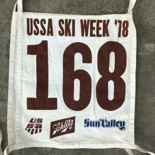 Vintage 70s Ski Racing Bibs USSA Ski Week 1978 Sun Valley Schlitz No.  168 2