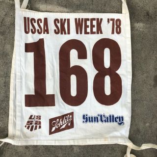 Vintage 70s Ski Racing Bibs USSA Ski Week 1978 Sun Valley Schlitz No.  168 5