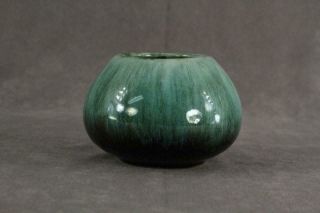 Vintage Art BLUE MOUNTAIN POTTERY Green Drip Redware Cupped Vase Bowl 2.  75 