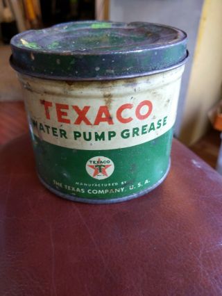Vintage Texaco Oil Company Water Pump Grease Can W/grease Gas Oil Service Statio