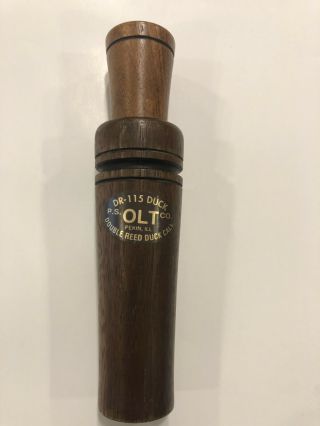 Vintage Ps Olt Dr115 Double Reed Duck Call Walnut Wood