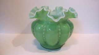 Early 1950 ' s Vintage FENTON 711 Ivy Green Cased Beaded Melon 5 