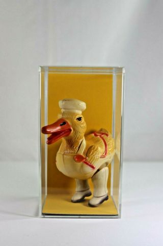 Vintage Celluloid Easter Duck Cook Or Chef With Moveable Legs,  Larger Size