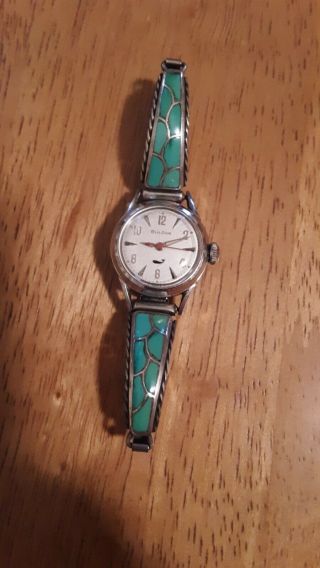 Vintage Bulova Watch With Sterling And Turquoise Band