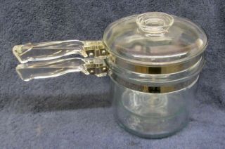 Vintage Pyrex Flameware Double Boiler Set 6283 Complete 1 1/2 Quart Clear Glass