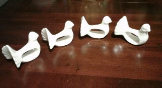 Set Of 4 Vintage Shafford Dove Bird Napkin Rings Porcelain Dainty Elegant