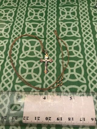 Vintage 14k Gold Filled Inri Catholic Cross Pendant & Gf 18 