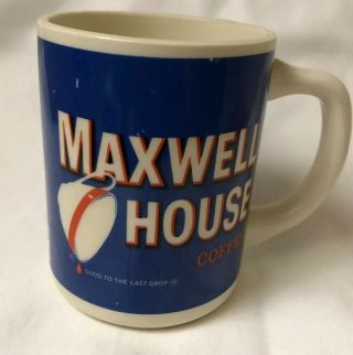 Vintage Maxwell House Coffee Mug Blue Good To Last Drop Made In Usa