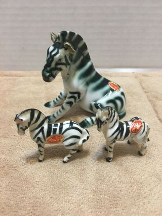Vintage Miniature Zebras Set Of 3 Bone China Japan,  Taiwan