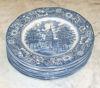Vintage Staffordshire Liberty Blue Dinner Plate Plates Indepandence Hall -