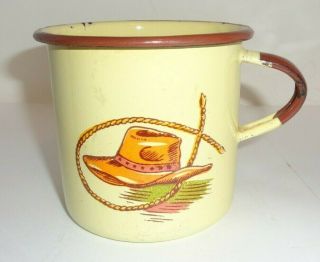 Vtg Monterrey Western Ware Cowboy Hat Coffee Mug Cup Enamelware Chuckwagon 6