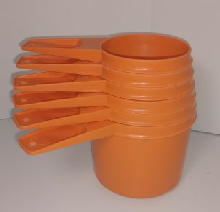 Vintage Tupperware Bright Orange Measuring Cups Set Of 6 Replacement