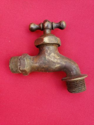 Vintage Cast Brass Outdoor Water Faucet Spigot Awesome Look Steampunk