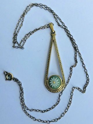 Vintage Wedgwood Green Jasper Pendant Sterling Silver With Chain