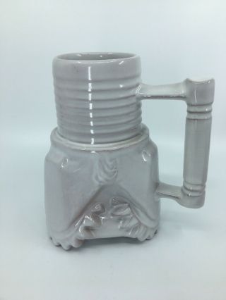 Frankoma Pottery Drill Bit Mug Opaque White Vintage