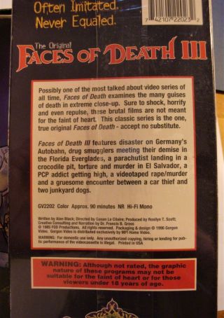 Vintage Faces of Death VHS Movies Gorgon Video 1,  2,  3,  4 & 5 Box Set 5