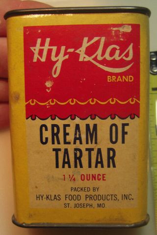 Vintage Spice Tin: Hy - Klas Cream Of Tartar,  St.  Joseph,  Mo
