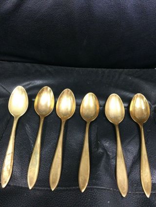 Vintage Dirigold Made In Sweden Goldware Regal Set Of 6 Spoons