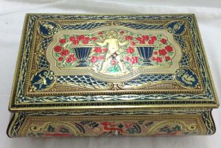 Vintage The Metal Box Co Decorated Hinged Tin Box Made In England Hudson Scott