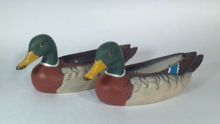 Vintage Pair Ceramic Duck Wall Hanging Pocket Planters 9.  5 "