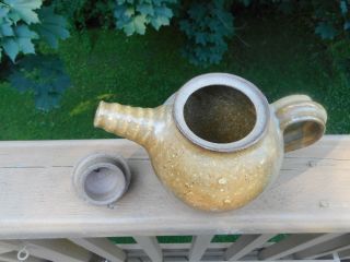 Vintage Large Studio Pottery Stoneware Drip Glaze Teapot Herzfeld Shaftsbury VT 3