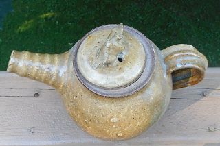 Vintage Large Studio Pottery Stoneware Drip Glaze Teapot Herzfeld Shaftsbury VT 4