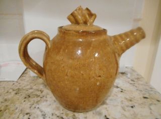 Vintage Large Studio Pottery Stoneware Drip Glaze Teapot Herzfeld Shaftsbury VT 8