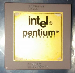 Vintage Rarest Intel Pentium 60 Mhz A80501 - 60 Sx835 Socket 4 Gold Cpu Fdiv