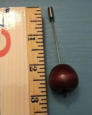 Vintage Small Wooden Dark Red Apple Stick Pin - Hat Pin - Lapel Pin 4