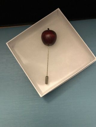 Vintage Small Wooden Dark Red Apple Stick Pin - Hat Pin - Lapel Pin 5