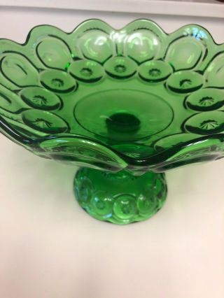 Vintage L.  E.  Smith Moon And Stars 11” Pedestal Compote Green