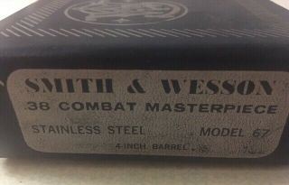 Vtg Smith & Wesson S&W Factory Box Model 67.  38 Combat Masterpiece 7