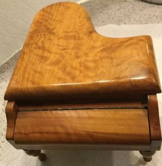 Vintage Fred Zimbalist Thorens Swiss Burl Wood Grand Piano Music Box With Tag