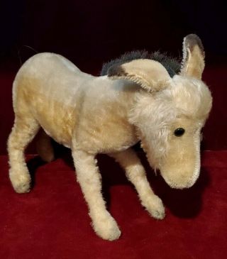 Vintage Steiff Donkey Grissy Tall With Button Id 14 X 8