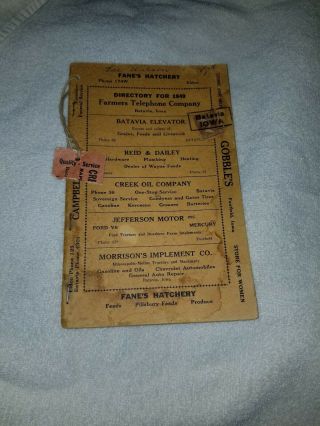 Iowa Batavia Jefferson County Directory 1949 Phone Book Ia Vintage Advertising