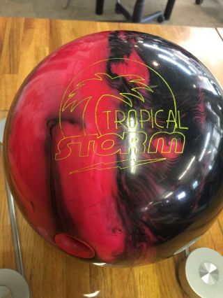 Vintage Tropical Storm Bowling Ball 11.  8 Lbs Pink/black
