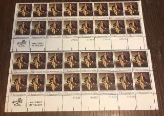 32 Vintage Postage Stamps Us Bicentennial 13c Washington At Princeton 1777