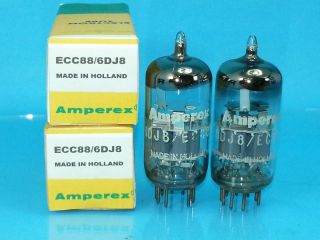 Amperex White Label 6dj8 Ecc88 Vacuum Tube Sweet Dutch Tone Match Pair