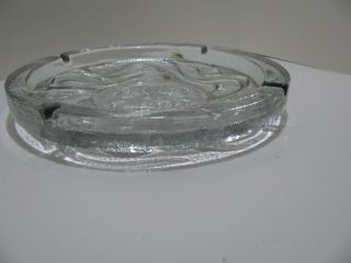 Vintage Blenko Large Glacier Style Clear Glass Ashtray - Center Sun Face Design 2