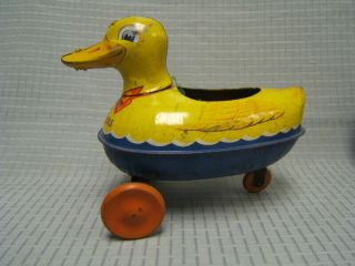Ducky Waddles Vintage Pull Toy By Wyandotte Tin Litho