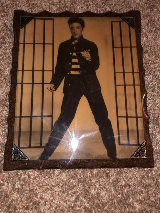 Vtg Young Elvis Presley Wood Lacquered Wall Art Laminate Picture