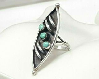 Vintage Sterling Silver Turquoise Navajo Band Ring Size 8