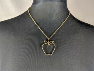 Lovely Vintage Gold - Tone Apple Pendant Necklace By Sarah Coventry Jewellery