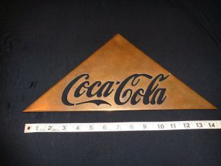 Coca Cola Sign Triangle Brass Or Copper Coke Display Vintage 10 X 10 X 14 Metal