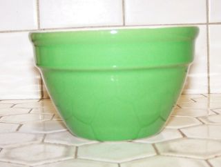Vintage Small Green & White Hall China 1092 Mixing Bowl,  Made In U.  S.  A.