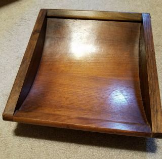 Vintage Wood Letter Mail Paper Tray,  Curved And Ball Footed