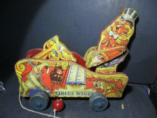 1942 Vintage Fisher Price Circus Wagon Pull Toy Disney Design D235 Pa